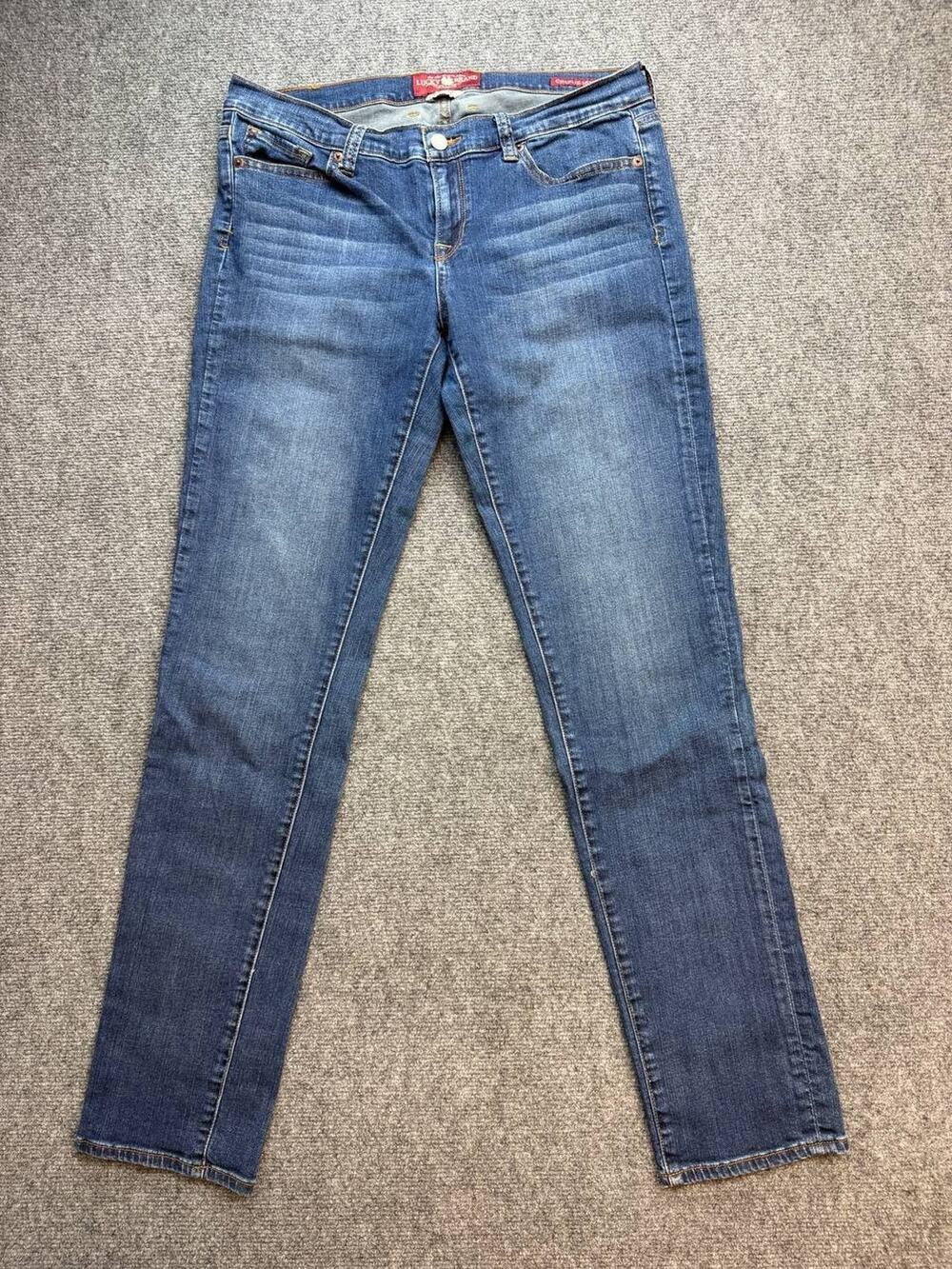 Lucky Brand Charlie Skinny Jeans Women's Size 14/32 Long Blue Medium Wash Denim